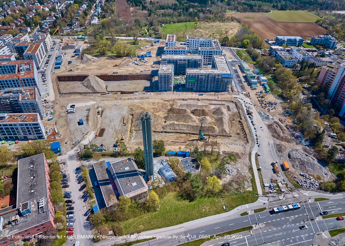21.04.2023 - Luftbilder von der Baustelle Alexisquartier und Pandion Verde in Neuperlach